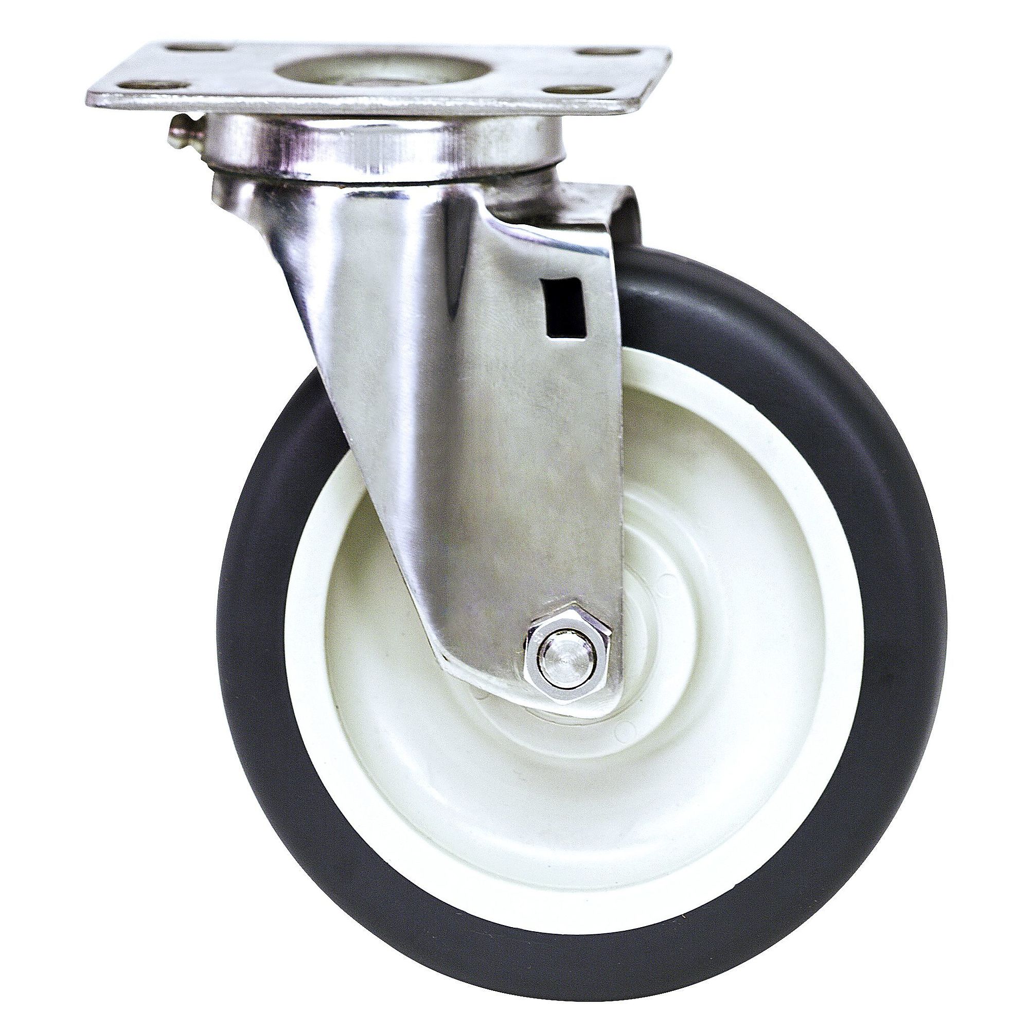 Quantum Swivel Casters, 5in. x 1-1/4in. Polyurethane Stainless Steel, Model# PT-PS-S